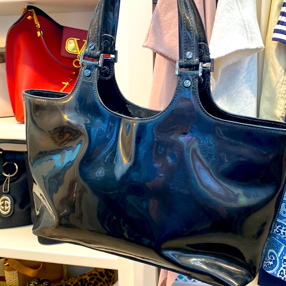 Vintage Tory Burch Black Patent Tote - Picture 3 of 5